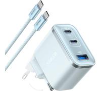Anker Cargador USB C de 70 W, Adaptador de Corriente de Alto Rendimiento Anker con PIQ 3.0, Charger rápido de 3 Puertos, Cargador PD para iPhone 16/15, MacBook Pro, iPad, Galaxy, Pixel y más.