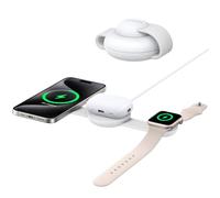 Anker Estación de Carga Inalámbrica 3 en 1 Compatible con MagSafe, Cargador MagGo de 15 W con Certificación Qi2, Base de Carga Plegable de Viaje para iPhone 16/15/14 Series, AirPods, Apple Watch y Más