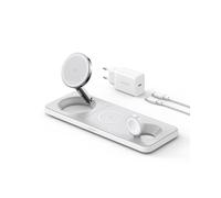 Anker Estación de Cargador Inalambrico iPhone 3 en 1 Plegable, Soporte de Carga Ultrarápida 15W Certificado Qi2 para iPhone 16/15/14 Series, AirPods, Apple Watch Ultra (con Cable y Cargador USB C)