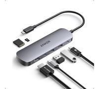 Anker Hub USB C 7 en 1 Concentrador, Adaptador Tipo C Multipuerto, Divisor USB HDMI 4K a60 Hz, Potencia máx de 100W, 3 Puertos de Datos USB A y USB-C 3.0, Tarjeta SD/TF, Tipo C (Cargador no Incluido)