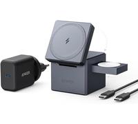 Anker MagGo Cargador Inalambrico iPhone Cubo 3 en 1 con MagSafe 15W | Compatible con iPhone 17 16 15 14 13 Air, Apple Watch, AirPods Pro