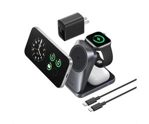 Anker MagGo Cargador Inalámbrico iPhone Estación de Carga Inalámbrica 3 en 1 Compatible con MagSafe Qi2 25W