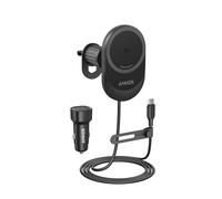 Anker MagGo Cargador Inalámbrico para Coche Compatible con MagSafe, Rápido de 15W, Ángulo Ajustable de 360° e Imanes Potentes, Soporte para Móvil iPhone 16/15/14 Series (Cable y Adaptador Incluidos)