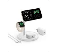 Anker MagGo Estación de Cargador Inalámbrico iPhone 3 en 1 Magsafe 15W, Cargador Inalambrico Compatible con MagSafe para iPhone 16/15/14/13, AirPods, Apple Watch(Blanco)
