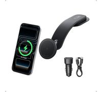 Anker Nano Cargador Coche Inalámbrico Qi2 15W para iPhone | Ajustable 360° con almohadilla desmontable, para iPhone 16 15 14 13 12, adaptador incluido