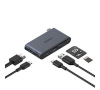 Anker Nano Hub, concentrador USB-C 6 en 1 con Carga PD de 85 W (Cargador no Incluido), HDMI 4K a 60 Hz, USB-C de 10 Gbps, USB-A de 5 Gbps, lectores de Tarjetas SSD/TF, para MacBook, HP y más.