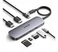 Anker Nano USB C Hub 8 en 1, Doble Monitor HDMI 4K@60Hz, USB-C 10Gbps, 2 USB-A 3.0, PD 85W, SD/TF, Compatible con DELL HP Lenovo (Cargador No Incluido)