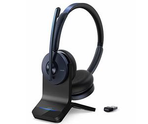 Anker PowerConf H700 con soporte de carga, auriculares Bluetooth con micrófono, cancelación de ruido, grabación de audio y transcripción de reuniones,llamadas con I.A.,compatible con Apps y plataforma