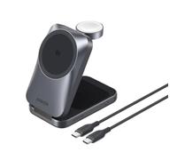 Anker Prime - Cargador inalámbrico 3 en 1 Certificado Qi2 25W Compatible con MagSafe estación de Carga Plegable Ultra compacta con AirCool para iPhone 17/16, Apple Watch, AirPods (sin batería)