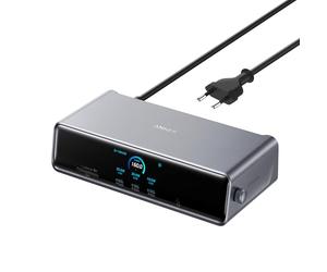 Anker Prime Estación de Acoplamiento (DL7400), 14 Puertos Triple Pantalla DisplayLink, 140W máx., Smart Display y Ventilador, hasta 8K, para macOS y Windows, Requiere Driver DisplayLink actualizado