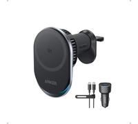 Anker Prime MagSafe Cargador para Coche, certificación Qi2 de 25 W con refrigeración Tec, imanes y Soporte para Rejilla de ventilación para iPhone 17-12 (Incluye Adaptador de 60 W).