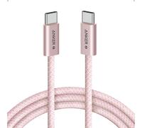 Anker Zolo - Cable USB C a USB C, trenzado y libre de suciedad, cable de carga rápida tipo C, conector delgado, para iPhone serie 17, MacBook (240 W) (rosa, 1,8 m)