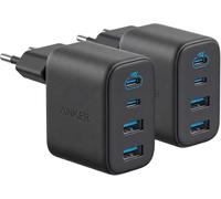 Anker Zolo Cargador USB C 50 W, Pack de 2 adaptadores de Pared de 4 Puertos, 2 USB-C y 2 USB-A, para iPhone 17/16, MacBook, Pixel, Galaxy y más (Cable no Incluido) (Black)
