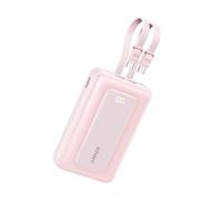 Anker Zolo Power Bank 20.000mAh con 2 Cables USB C Integrado 45W (Rosado) | Compacta y resistente, para iPhone 17/16/15 y AirPods, 1 puerto USB C y 1 USB A