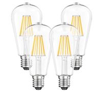 Ankey Bombilla LED E27 Vintage Edison, Luz Blanco Neutro 4000K, 8W LED ST64 filamento transparente Lámpara, 220-240V,1100LM, No Regulable, 4 Unidades