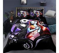 Ankeyoo Nightmare Before Christmas - Juego de Ropa de Cama para decoración del día de San Valentín, Regalo de Jack Skellington Sally, 1 Funda de edredón con 2 Fundas de Almohada (matrimonial)