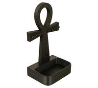 Ankh Cross Organizer - Stylish Storage for Earrings | 6.6-inch, Durable PP with Sl inish, Gothic Stand for Dressing Table, Black Holder Bathroom, Unique Display Bedroom, Modern Storage Bedside