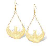 Ankh Cross - Pendientes colgantes de diosa egipcia Isis, acero inoxidable, amuleto de protección griega del antiguo Egipto, mitología, regalos para mujeres (Oro)