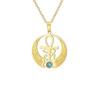 Ankh cruz ojo de Horus collar de piedras preciosas llave de la vida escarabajo colgante egipcio diosa Isis collar egipcio antiguo amuleto de joyería religiosa para mujeres hombres