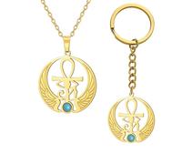 Ankh cruz ojo de Horus collar de piedras preciosas llave de la vida escarabajo colgante egipcio diosa Isis collar egipcio antiguo amuleto de joyería religiosa para mujeres hombres