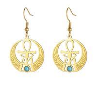 Ankh, Cruz Ojo de Horus, Pendientes de Piedras Preciosas, Llave de la Vida, Escarabajo, Diosa Isis, Amuleto Egipcio Antiguo - Joyería Religiosa para Mujer