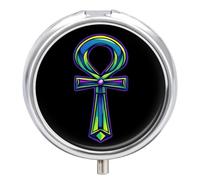 Ankh - Pastillero con símbolo egipcio del antiguo Egipto, 3 compartimentos, pequeño, portátil, organizador de píldoras para bolsillo