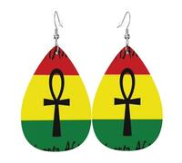 Ankh Rojo Y Verde, Símbolo De Los Dioses Egipcios Pendiente De Cuero Cómodo Pendientes Colgante Ligeros Pendiente Para Aniversario Día De La Madre