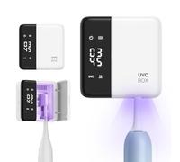 Ankilo Esterilizador de cepillos de Dientes UV y Soporte, eléctrico con Secadora a 60 °C, Sensor Inteligente, Pantalla LED, Recargable y Montaje en Pared, sin taladrar