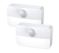 Ankilo Luz con sensor de movimiento interior, luz nocturna LED inalámbrica con pilas, luz de pared, luces para armarios, luces seguras para escaleras, armario (lote de 2 - blanco)