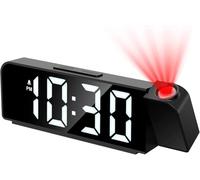 Ankilo Reveil Projecteur Plafond 180°, Réveil de Chevet Avec Chargeur USB, 12/24H, Snooze, Réveil Projecteur Bruyant pour Chambre à Coucher