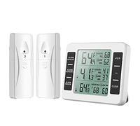 Ankilo Termómetro Digital del Refrigerador, Termometro Congelador con 2 Sensores, Pantalla LCD Fácil de Leer, Alarma Acústica, Función de Registro Máximo/Mínimo, Adecuado para Cocinas, Hogar