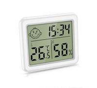 Ankilo Termómetro Higrómetro Digital con Reloj,Termómetro Multifuncional Portátil de Pantalla Grande para Interiores,Indicador de Clima Interior para Oficina Casa