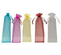 Ankirol 100 bolsas de organza transparente para abanicos de 2.4 x 10.6 pulgadas, bolsa de regalo de organza plegable con cordón de seda para abanicos de mano (mezcla)