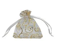 Ankirol 100 bolsas de organza transparentes para bodas, baby shower, bolsas de regalo con estampado de ratán, bolsas de regalo con cordón (5 x 7 pulgadas, blanco)