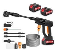 Ankishi Hidrolimpiadora inalámbrica 120 bar 360 l/h, pistola portátil con 2 x 3000 mAh, lavadora móvil 6 en 1, boquilla ajustable, manguera de 5 m para balcón, garaje, coche