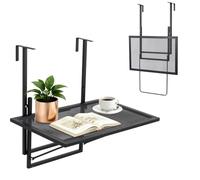 Ankishi Mesa de balcón plegable para colgar, altura ajustable, mesa colgante para balcón para barandillas, mesa plegable, barandilla de balcón, 60 x 40 cm, de acero, pequeña, resistente a la