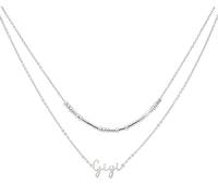 Ankiyabe Collar de doble capa con texto en inglés "I Love You" con dije de Nana Gigi Mimi, mensaje secreto, joyería para abuela, Estándar, Metal, Sin piedra preciosa