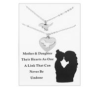 Ankiyabe Juego de collar para madre e hija, collar de corazón de animales recortados a juego, regalo para mamá y yo, collar con cita de mamá oso Saurus, Acero inoxidable, No es una piedra preciosa