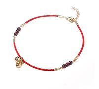 Anklet Female Bell Ancient Red Rope Garnet Weaving Exquisite Retro Jewelry Anklet