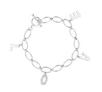 Ankra 925 Pulsera de mujer de 18,5 cm, cierre de mordaza, colgante de letra, plata de ley rodiada, 2VNAKRJ-BR0038, Eine Grösse, Plata de ley, No es una piedra preciosa