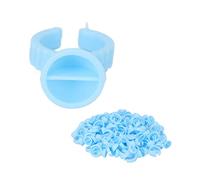 ANKROYU 100pcs Anillos de pegamento para extensiones de pestañas Anillos de pegamento de pestañas Anillos de pegamento de flores Desechables Extensión de pestañas Copas de pegamento Soporte de sumini