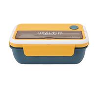 ANKROYU 1100ml Insulated Lunch Box Leakproof Large Capacity Food Container with Compartments for Office Workers School Plastic Box 20x12x8cm (Amarillo azul)