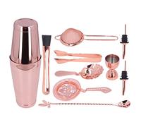 ANKROYU 11PCS Professional Cocktail Shaker Set Stainless Steel Bartender Kit with Mixing Tools Bar Accessories for Home Bars Parties and Hotels (Oro Rosa)