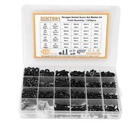 ANKROYU 1220 piezas Surtido de arandelas de tuercas de tornillo M2 M3 M4 M5 Kit de sujetadores de acero al carbono con cabeza plana hexagonal para maquinaria, electrónica, electrod