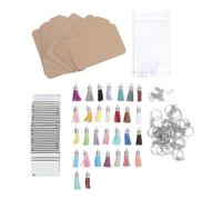 ANKROYU 180 piezas de llaveros de sublimación, kit de manualidades con anillos de salto en blanco de MDF de doble cara, bolsas de papel para tarjetas con borlas para regalos y manu