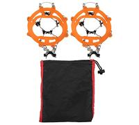 ANKROYU 2 Piezas de tracción de Hielo Tacos Anti -Skid calamas Cubierta de Tapa de Nieve con 8 Picos para Caminar Caminando montañismo (Negro) (Naranja)