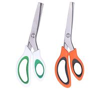 ANKROYU 2 tijeras de tela dentadas onduladas de acero inoxidable multiusos con mangos antideslizantes para manualidades, sastrería, naranja, gris y blanco, verde, 284 g