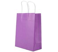 ANKROYU 25 Bolsas De Papel Kraft, Pequeñas Bolsas De Papel Para Compras, Bolsas Reutilizables Para Regalo De Dulces De Boda Con Asas Para Comestibles Minoristas De Pequeñas Empresas(Púrpura)