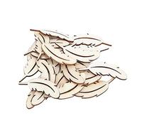 ANKROYU 25Pcs Wood Slices Feather Shaped Unfinished DIY Craft Wooden Pieces for Jewelry Making Home Decor and Art Projects Boxwood Material 5x1.7cm