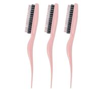 ANKROYU 3 cepillos para el pelo, cepillo de nailon ABS, cepillo para peinar la espalda, cepillo ligero para cola de rata, peine para pelo de cola de rata para viajes en casa (enrojecimiento)